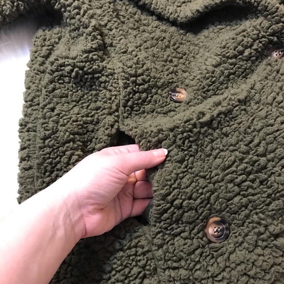 MISS LOOK ⚜️ Green Sherpa Jacket - Picture 6 of 8